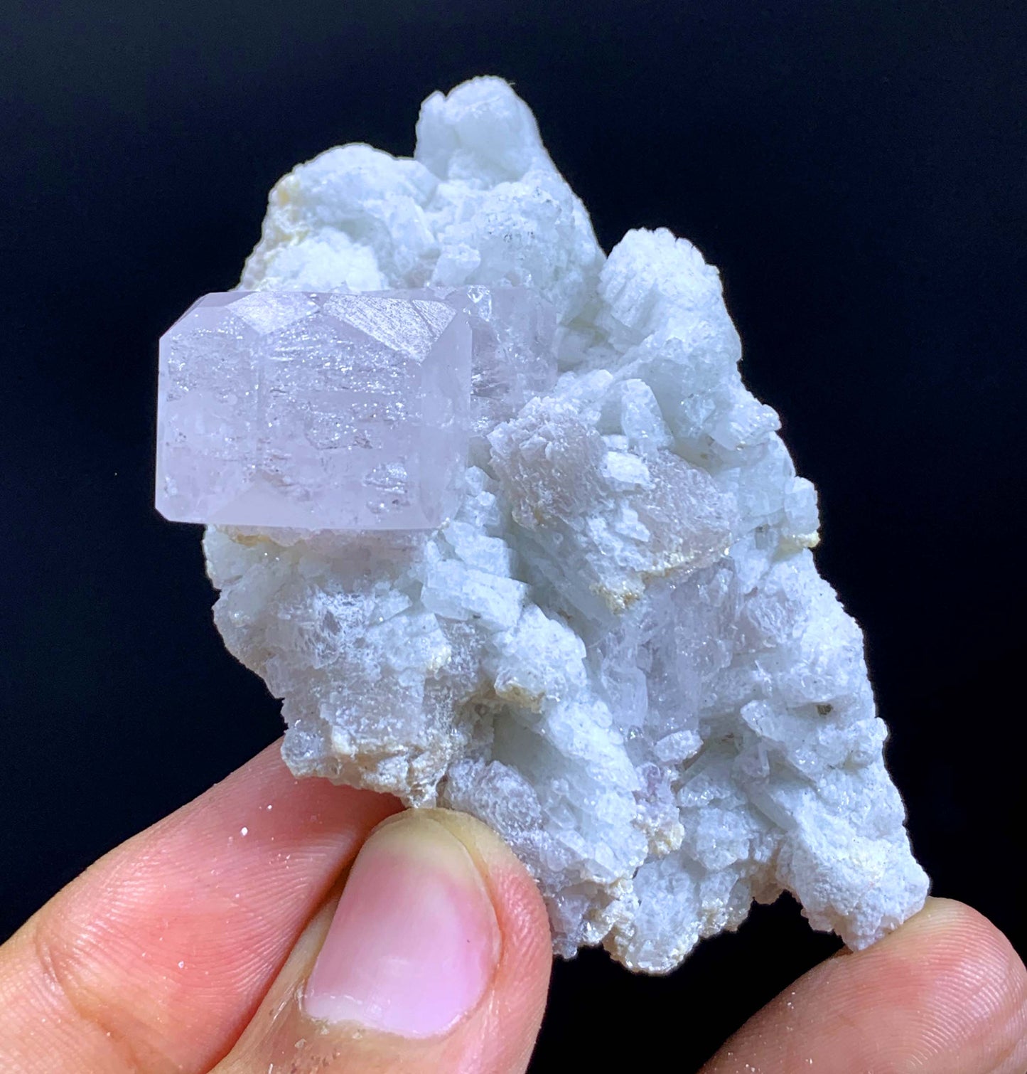 Natural Terminated Pink Morganite Crystal On Albite From Afghanistan - 55 Gram