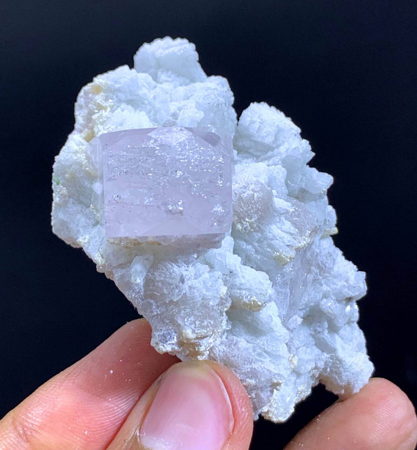 Natural Terminated Pink Morganite Crystal On Albite From Afghanistan - 55 Gram