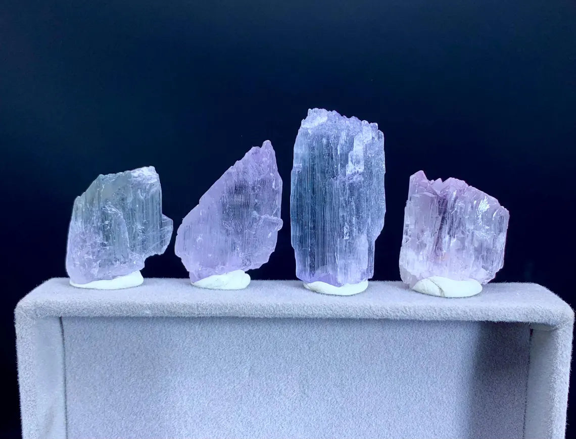 04 pcs Purple Pink Etched Kunzite Crystals from Afghanistan- 65 gram