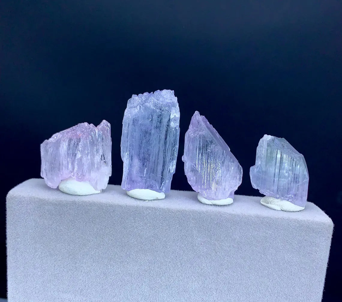 04 pcs Purple Pink Etched Kunzite Crystals from Afghanistan- 65 gram