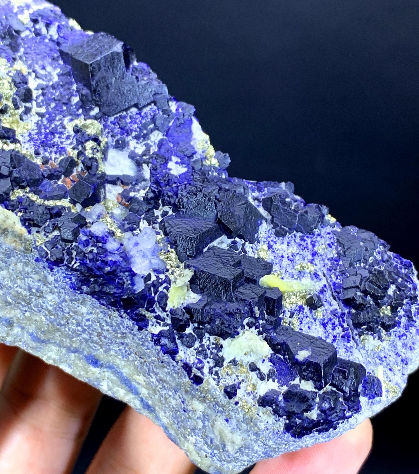 Ink Blue Lapis Lazuli with Golden Pyrite on Matrix from Afghanistan - 344 gram