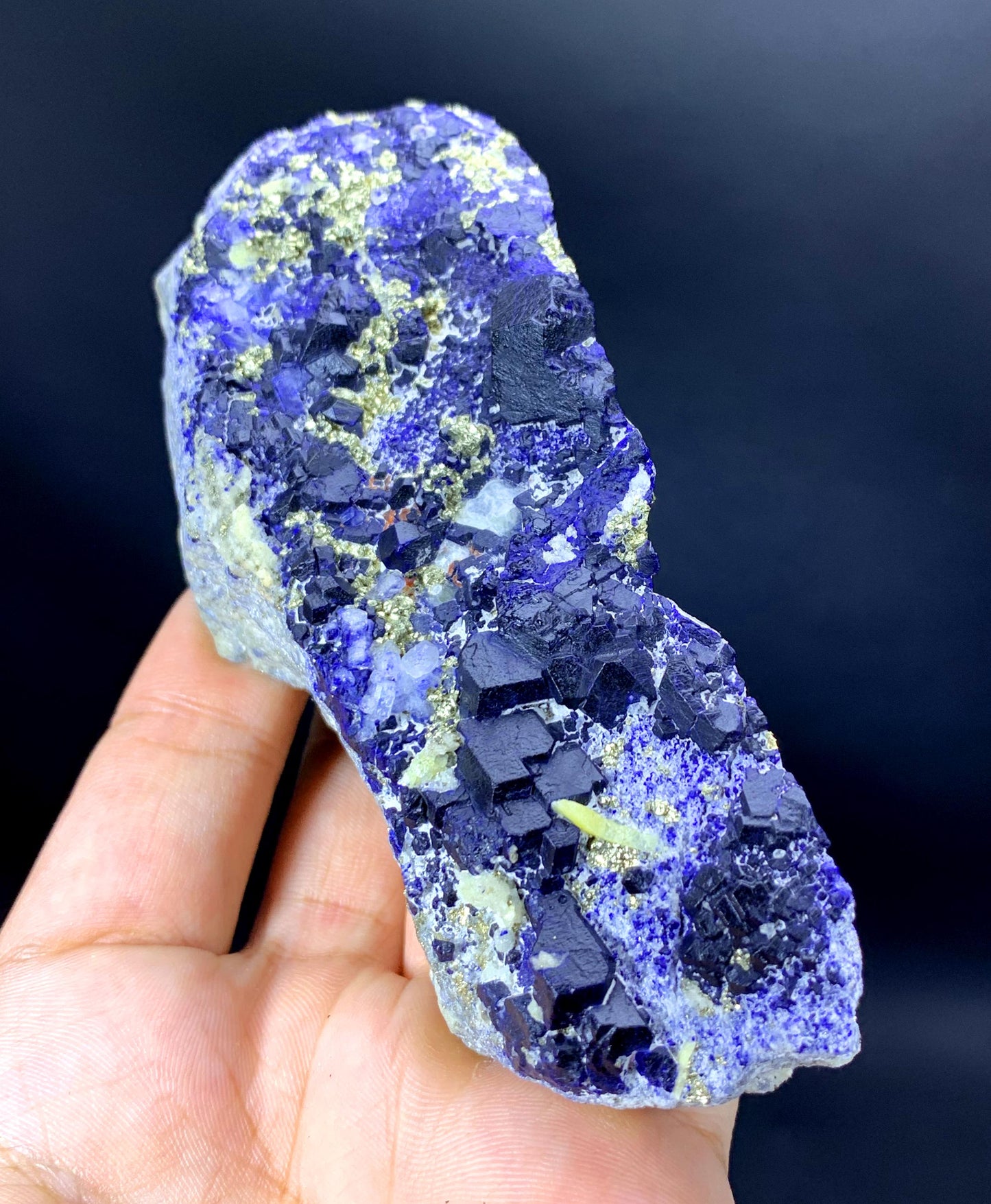 Ink Blue Lapis Lazuli with Golden Pyrite on Matrix from Afghanistan - 344 gram
