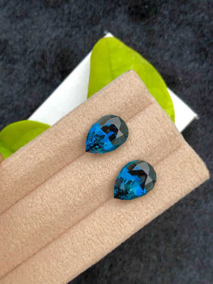 London Pear Cut Blue Topaz Loose Gemstone pair, Topaz Wedding Jewelry Making