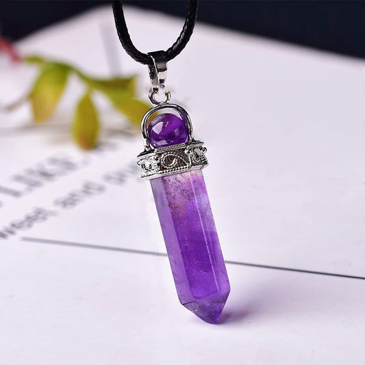 Natural Crystal Amethyst Pendant Gem Necklace Souvenir For Men Women