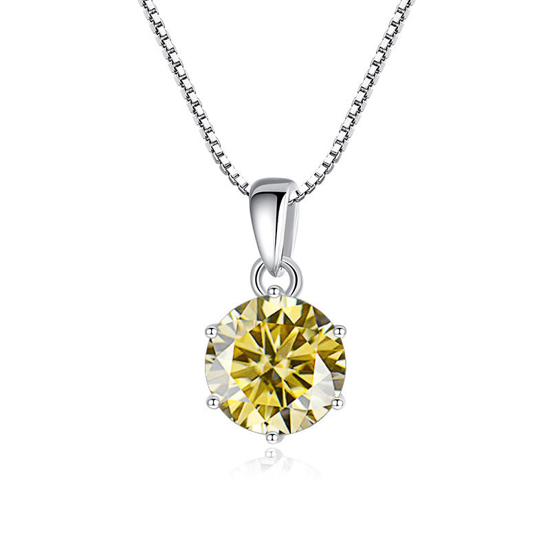 925 Silver Inlaid Round Moissanite Necklace