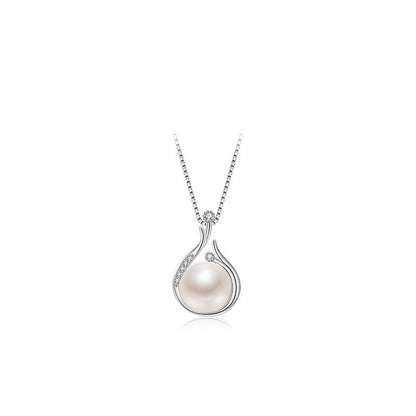 Silver Natural  Pearl Necklace Luxury Niche Chain Jewelry