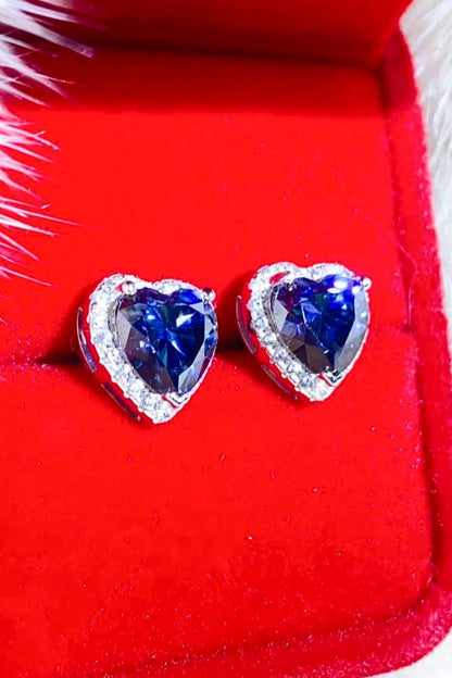 Moissanite Heart-Shaped Stud Earrings