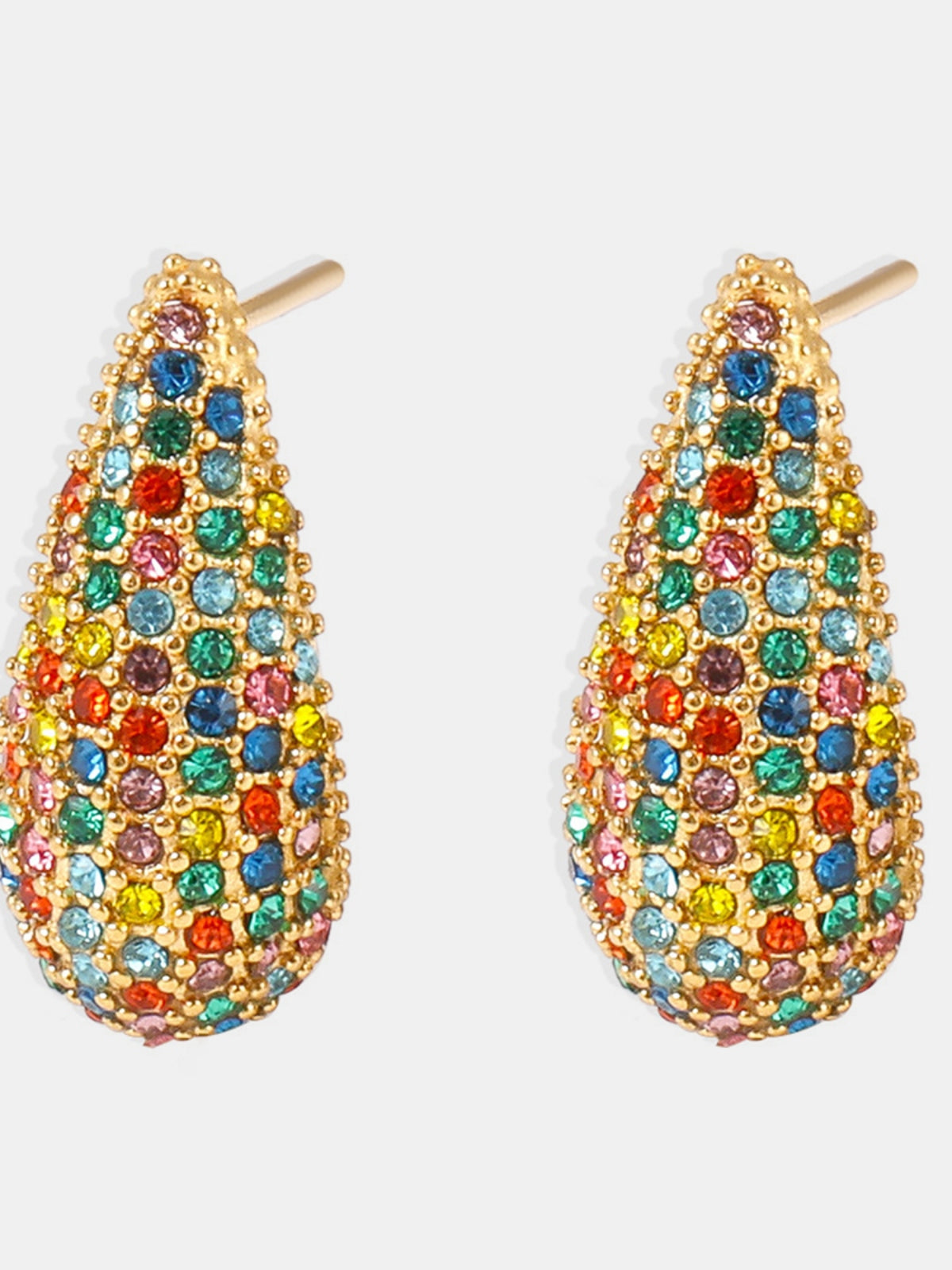 Stainless Steel Inlaid Zircon Teardrop Earrings