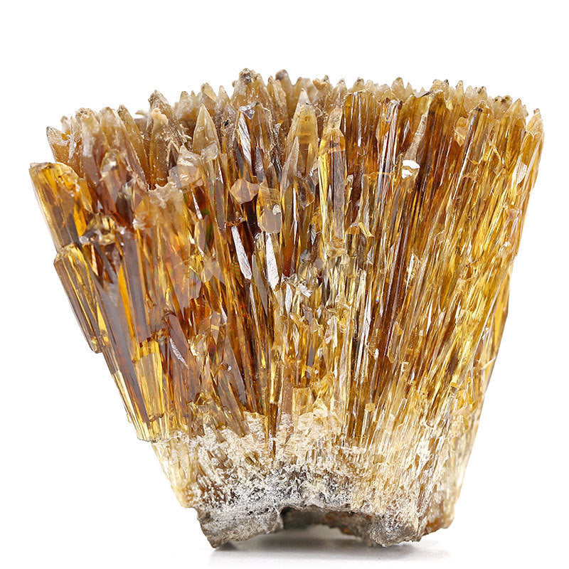 Natural Amber Gold Straw-shaped Vaterite Mineral Crystal Specimen Ornament