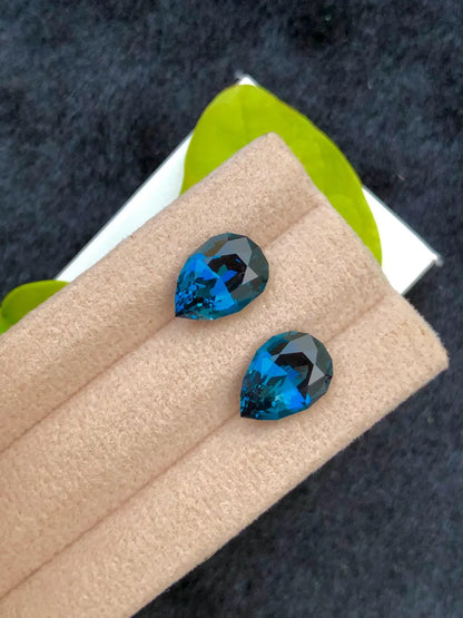 London Pear Cut Blue Topaz Loose Gemstone pair, Topaz Wedding Jewelry Making