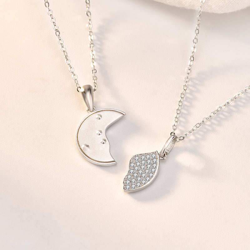 Hot CZ Letters Become One Round 925 Sterling Silver Promise Necklace