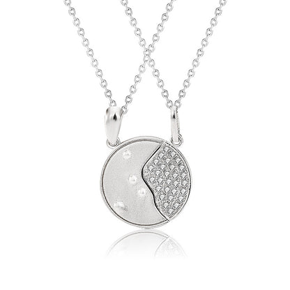 Hot CZ Letters Become One Round 925 Sterling Silver Promise Necklace