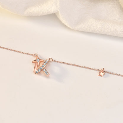 Holiday CZ Meteor Star 925 Sterling Silver Necklace