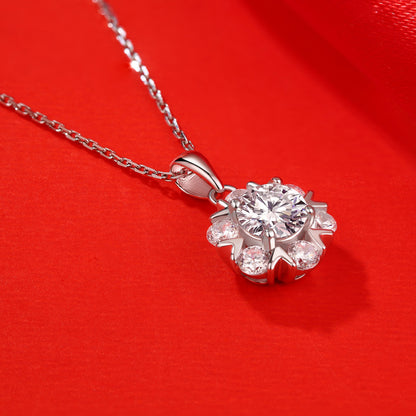 Sweet Moissanite CZ Snowflake 925 Sterling Silver Necklace