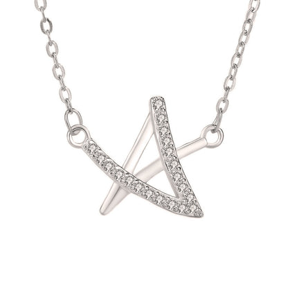 Sweet CZ Irregular Star New 925 Sterling Silver Necklace