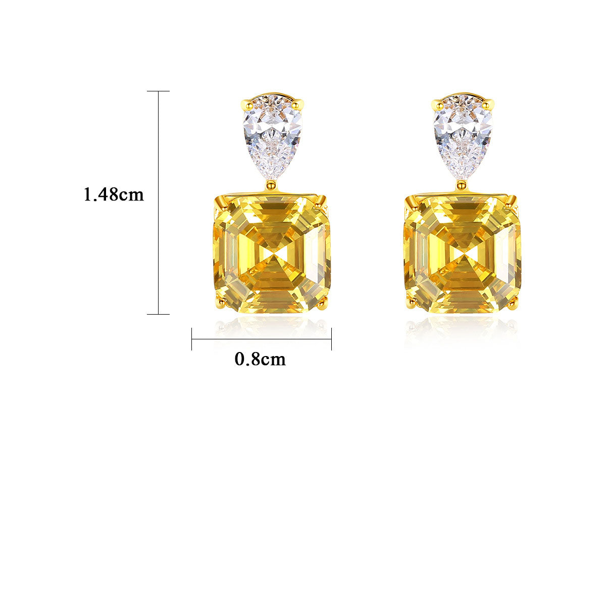 Elegant Yellow CZ Radiant Geometry 925 Sterling Silver Stud Earrings