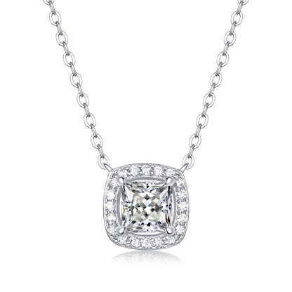 Bridesmaid Square Moissanite CZ Geometry 925 Sterling Silver Necklace