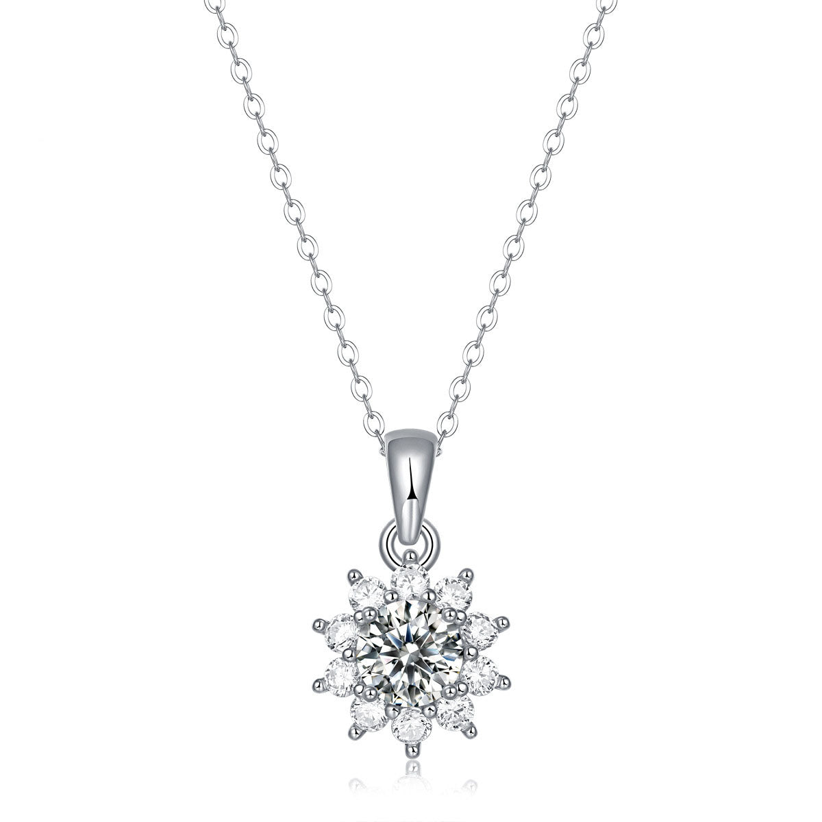 Sweet Moissanite CZ Snowflake New 925 Sterling Silver Necklace