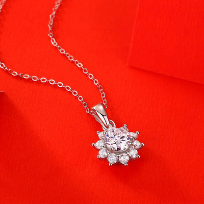 Sweet Moissanite CZ Snowflake New 925 Sterling Silver Necklace