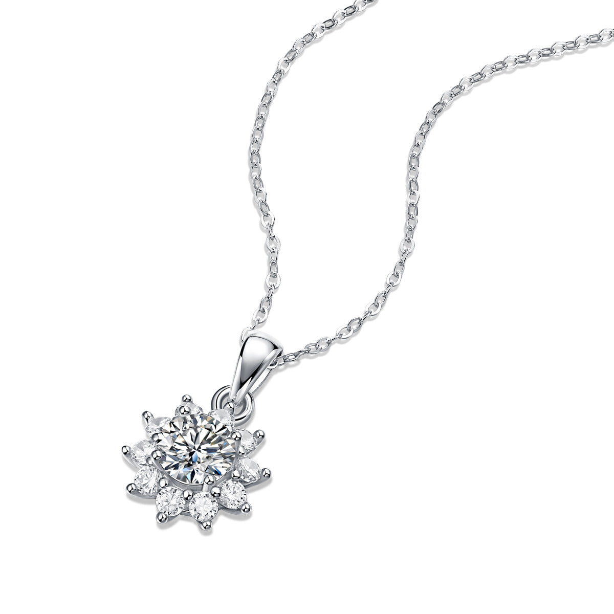 Sweet Moissanite CZ Snowflake New 925 Sterling Silver Necklace