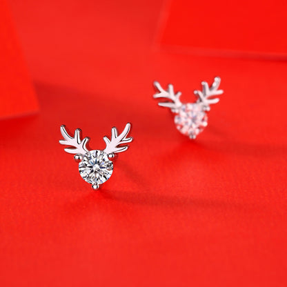 Graduation Moissanite CZ Deers 925 Sterling Silver Stud Earrings