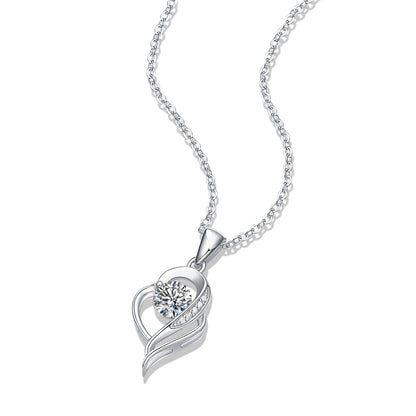 Gift Moissanite CZ Irregular Heart 925 Sterling Silver Necklace