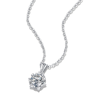 Promise Moissanite CZ Snowflake Rolo Chain 925 Sterling Silver Necklace