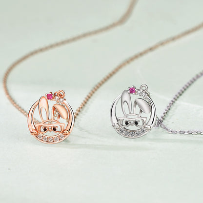 Cute CZ Rabbit Head 925 Sterling Silver Necklace