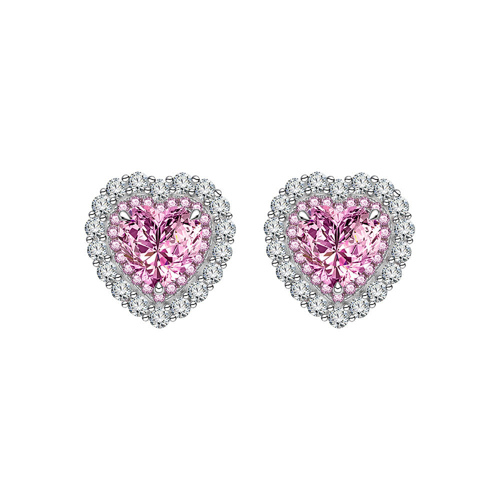 High Carbon Diamond CZ Border 925 Sterling Silver Stud Earrings