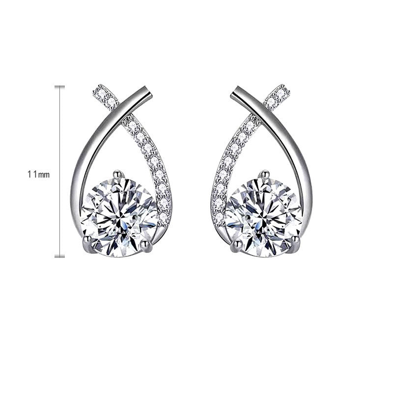 Women Moissanite CZ Fish Tail 925 Sterling Silver Stud Earrings