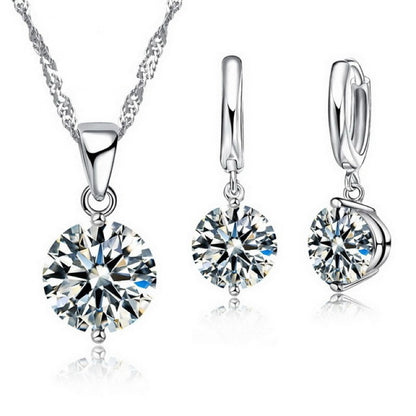 Sterling Silver Pendant Necklace Earrings Set