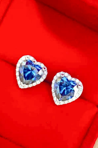 Moissanite Heart-Shaped Stud Earrings