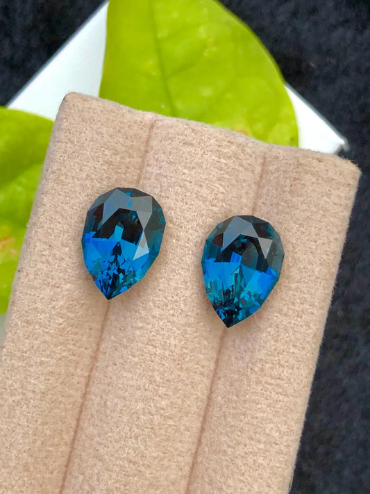 London Pear Cut Blue Topaz Loose Gemstone pair, Topaz Wedding Jewelry Making