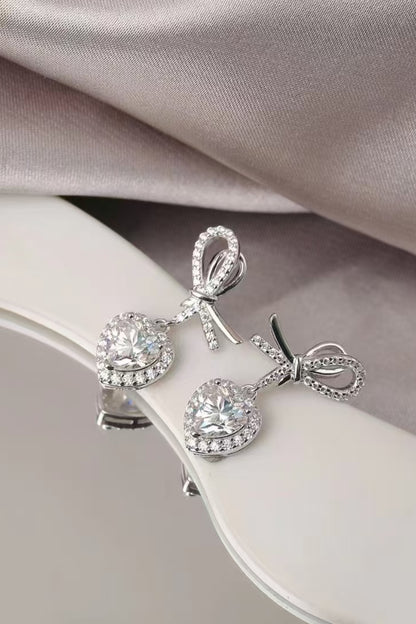 Moissanite 925 Sterling Silver Heart Earrings