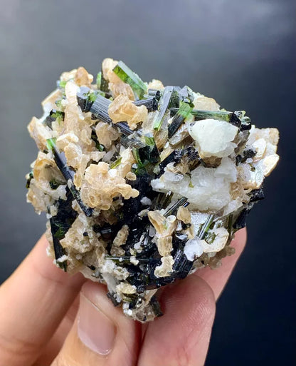 Bicolor Tourmaline Crystals with Lepidolite and Rare Herderite Specimen - 62 gm