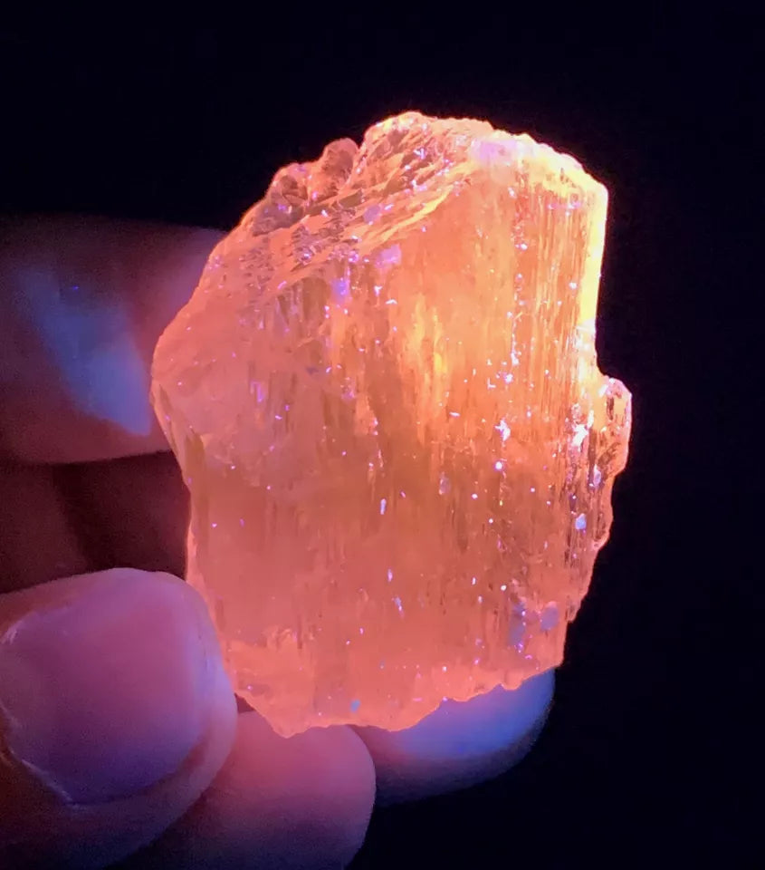 Etched Fluorescent Pink Kunzite Crystal from Nuristan Afghanistan