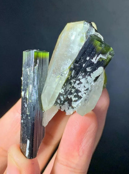 Green Cap Tourmaline Crystals on Quartz -Pakistan