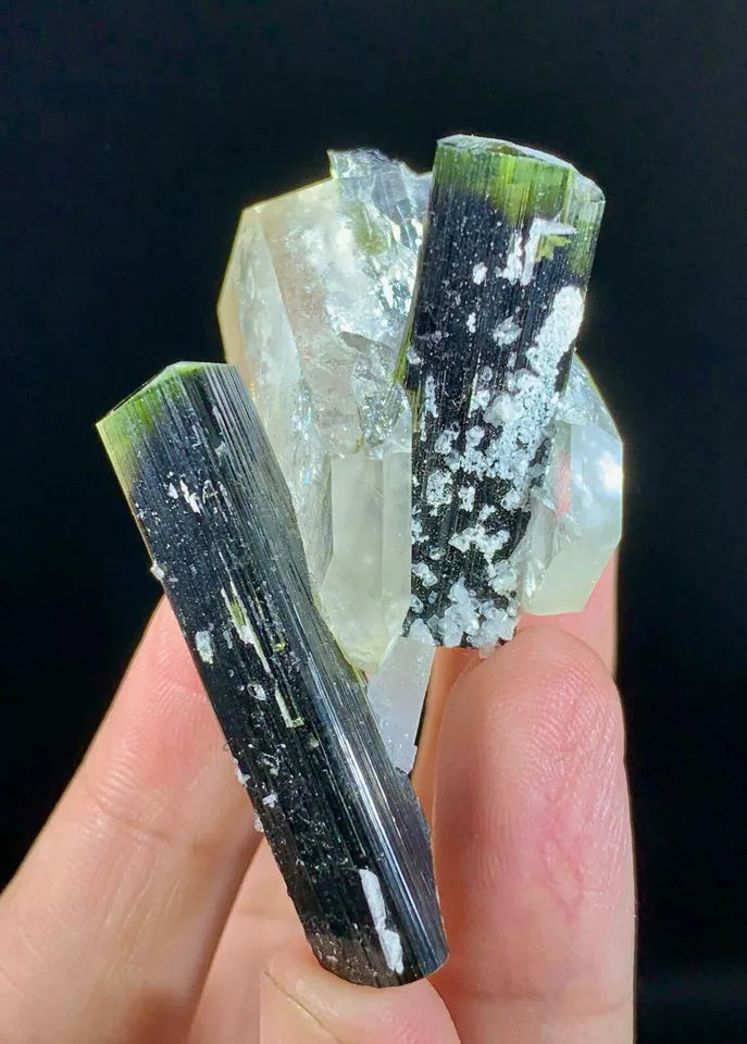 Green Cap Tourmaline Crystals on Quartz -Pakistan