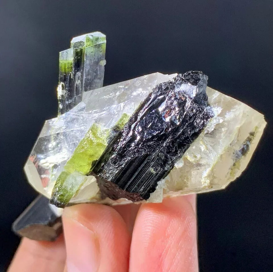 Green Cap Tourmaline Crystals on Quartz -Pakistan