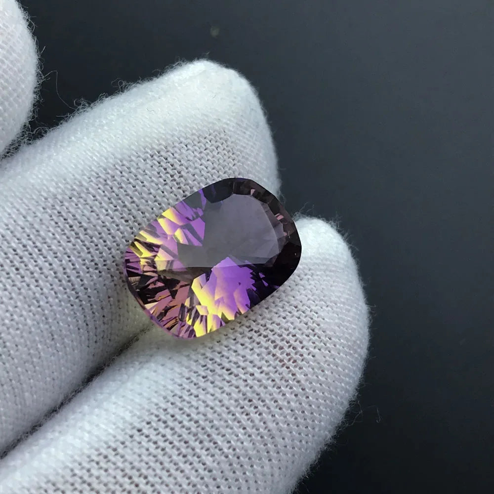 Natural Ametrine Loose Gemstone Cushion Concave Cut 10*14mm 5.9ct