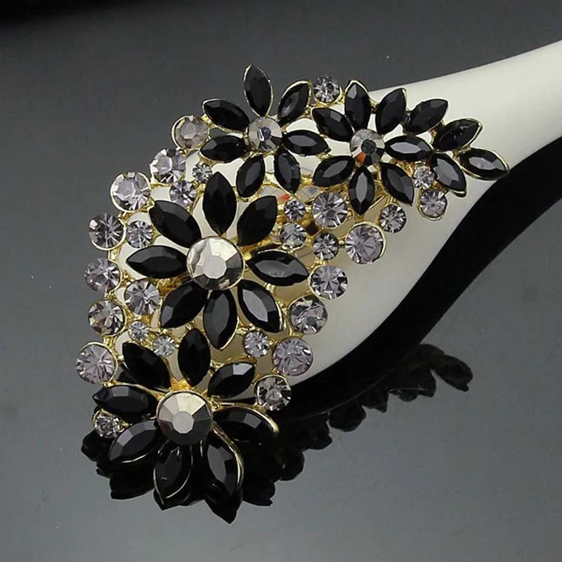 Gemstone Flower Pin Brooch Diamante Rhinestone Wedding Brooch Pins Women Broach