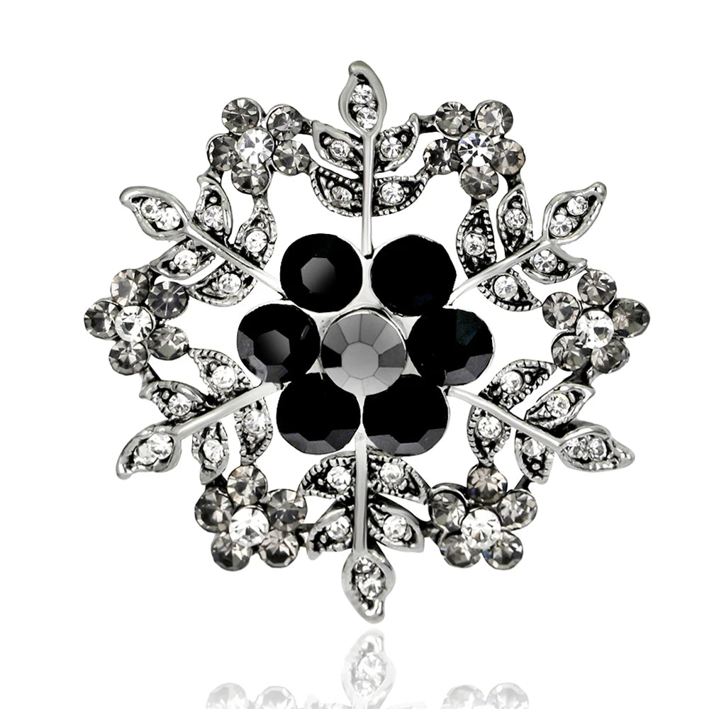 Gemstone Flower Pin Brooch Diamante Rhinestone Wedding Brooch Pins Women Broach