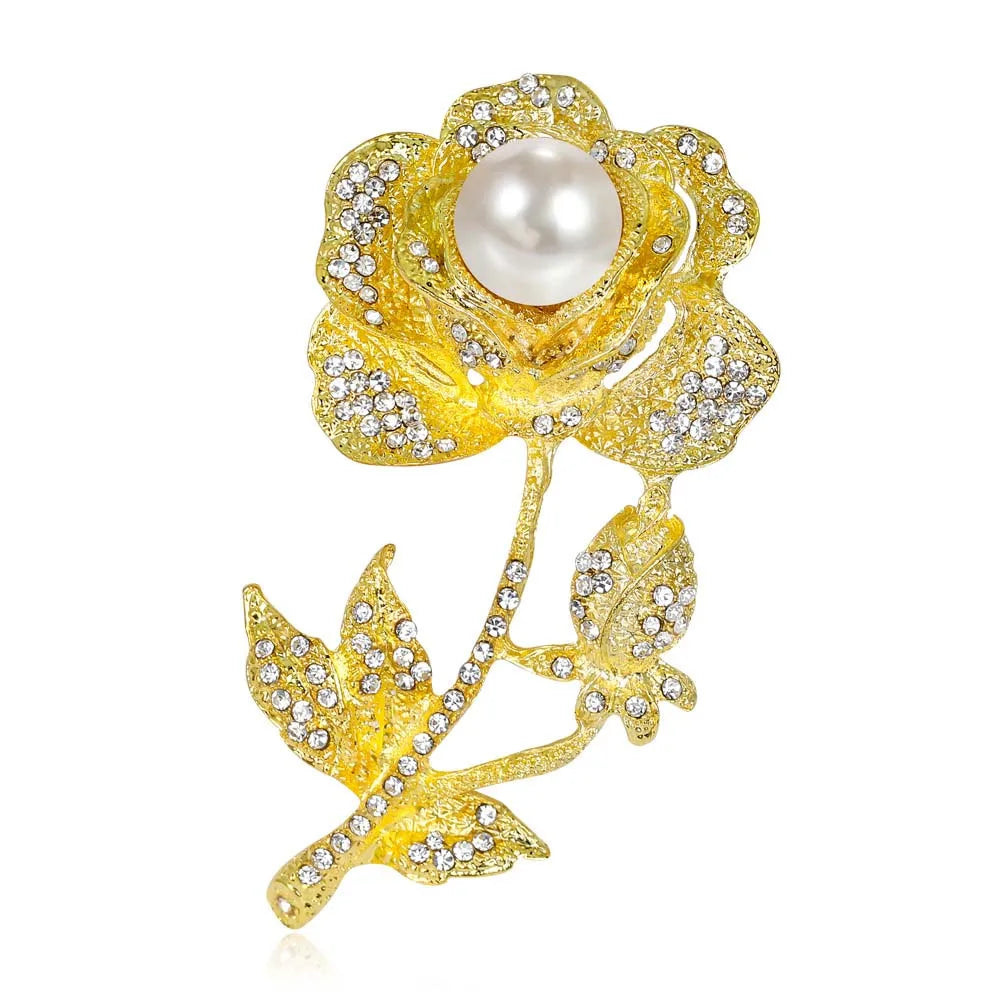 Gemstone Flower Pin Brooch Diamante Rhinestone Wedding Brooch Pins Women Broach