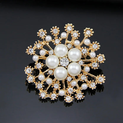 Gemstone Flower Pin Brooch Diamante Rhinestone Wedding Brooch Pins Women Broach