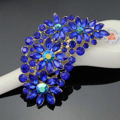 Gemstone Flower Pin Brooch Diamante Rhinestone Wedding Brooch Pins Women Broach