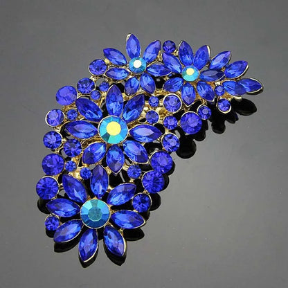 Gemstone Flower Pin Brooch Diamante Rhinestone Wedding Brooch Pins Women Broach