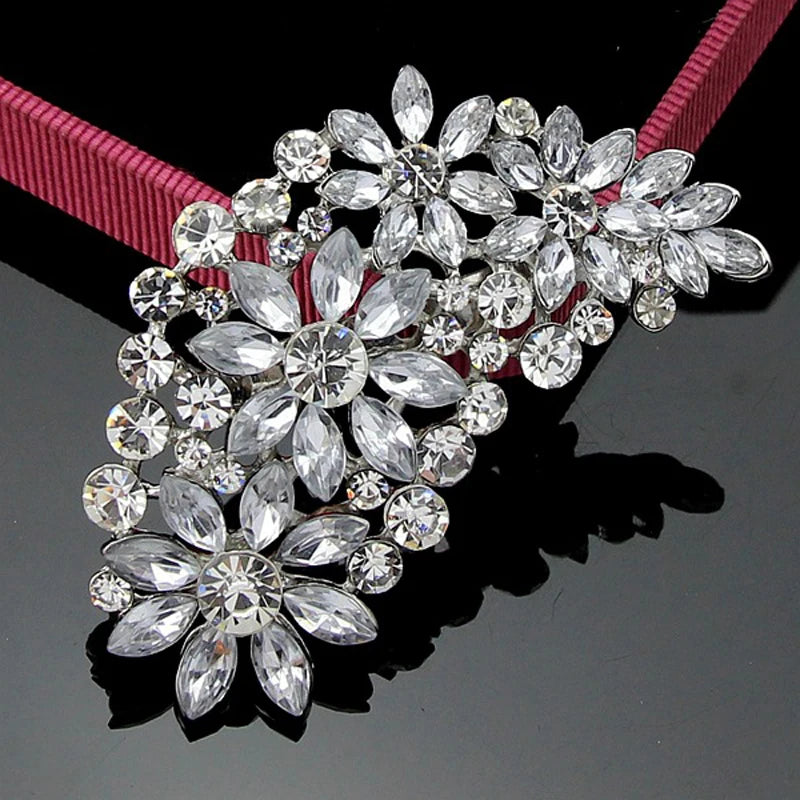 Gemstone Flower Pin Brooch Diamante Rhinestone Wedding Brooch Pins Women Broach