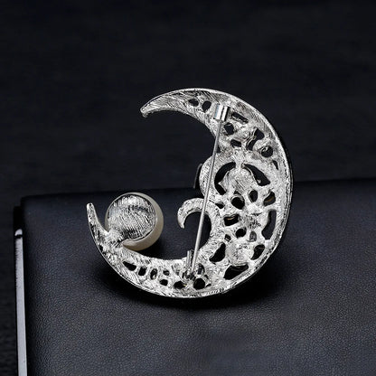 Brooch with Pearl Silver Color Crystal Brooches & Pins Banquet