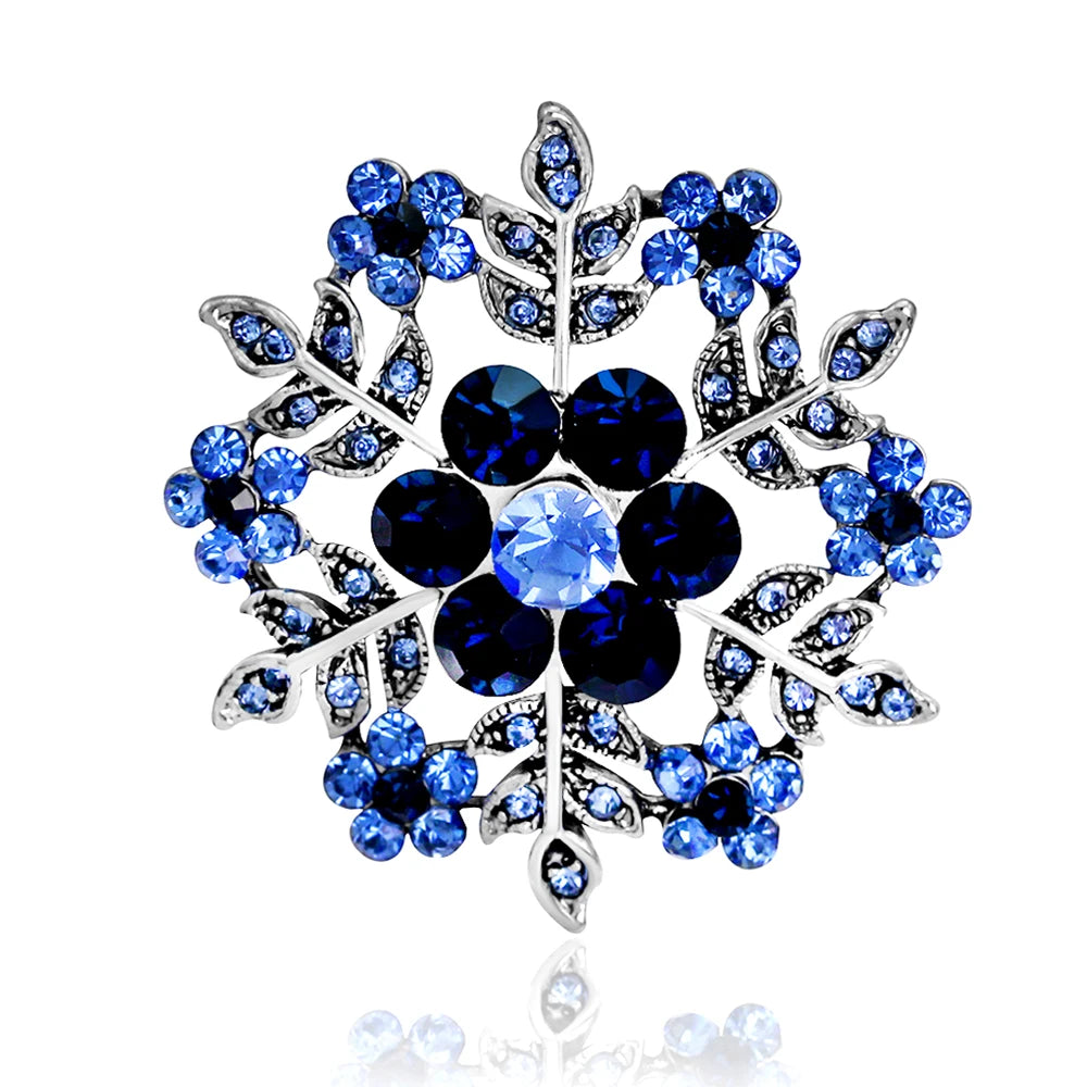 Gemstone Flower Pin Brooch Diamante Rhinestone Wedding Brooch Pins Women Broach