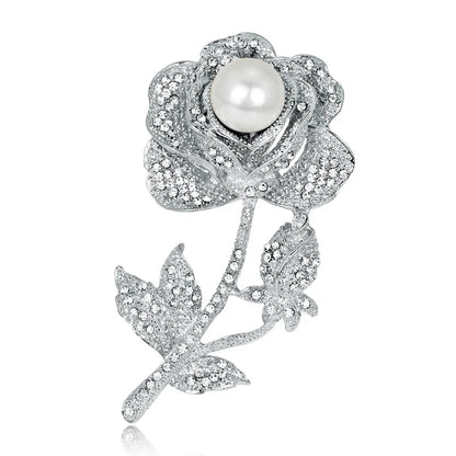 Gemstone Flower Pin Brooch Diamante Rhinestone Wedding Brooch Pins Women Broach